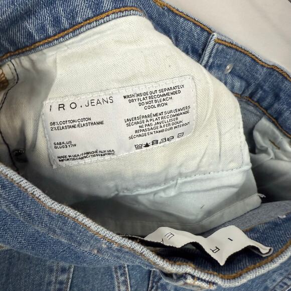 IRO Jeans Straight Leg Button Fly Mid Rise Fringe Denim Jeans 26 - Picture 3 of 7